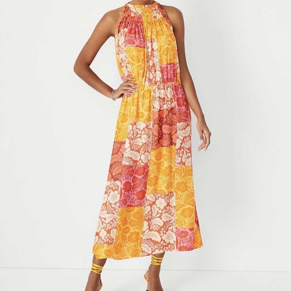 🌼Ann Taylor Size M Cottage Boho Floral Patchwork Maxi Dress